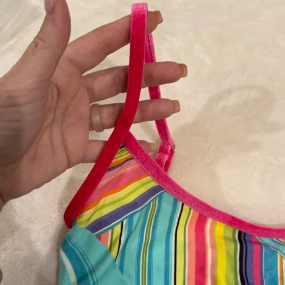New! Frankies Bikinis Dallas Shine Bralette Bikini Top pink blue 31542